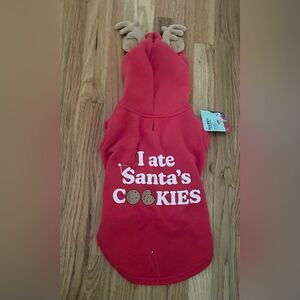 🆕 Merry Makings I ATE Santas Cookies Antler Pet Red Hoodie Dog Size Large